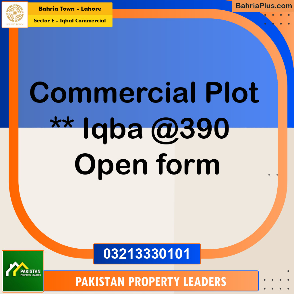 5 Marla Commercial Plot for Sale in Sector E - Iqbal Commercial -  Bahria Town, Lahore - (BP-294920)