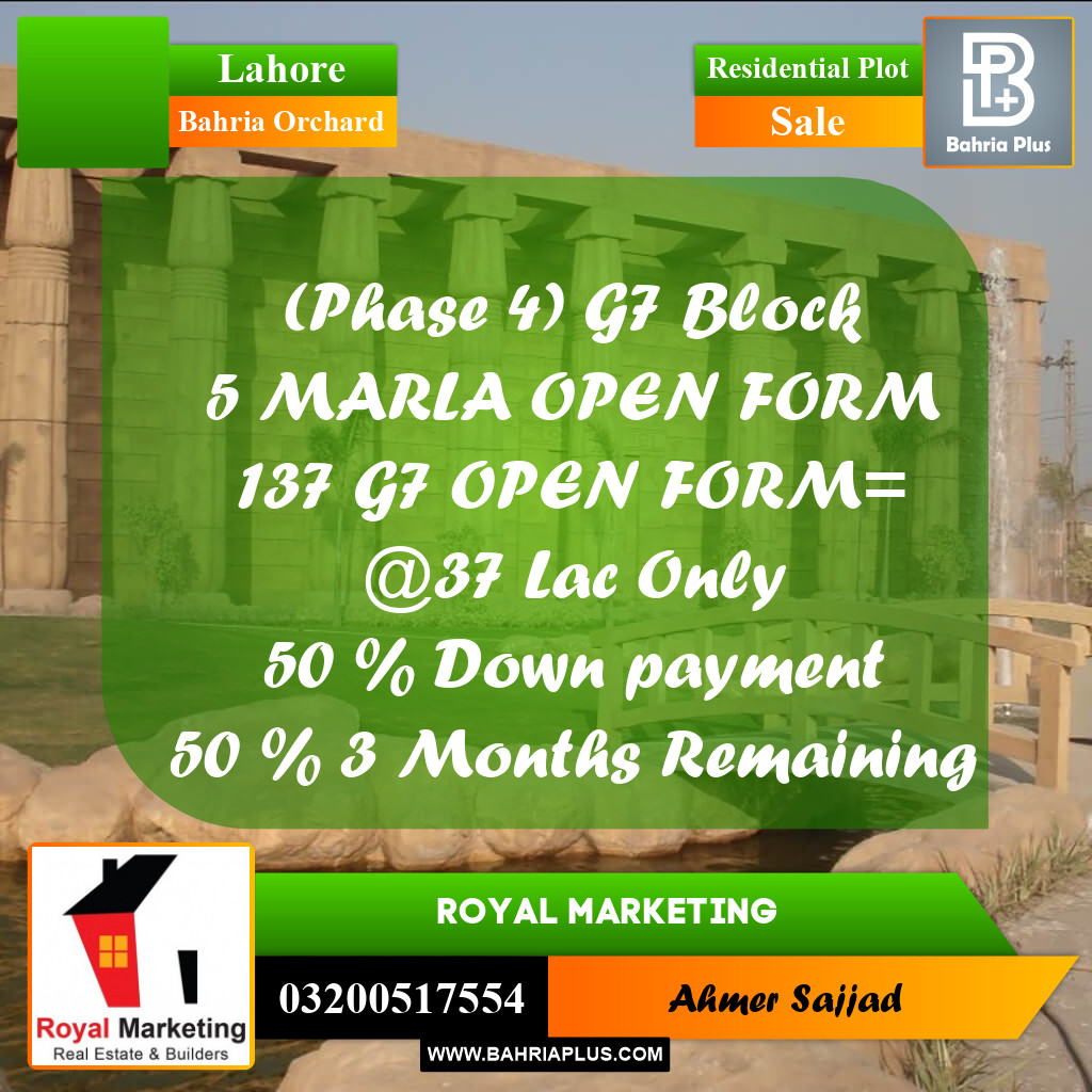 Residential Plot for Sale in Bahria Orchard, Lahore - (BP-294957)