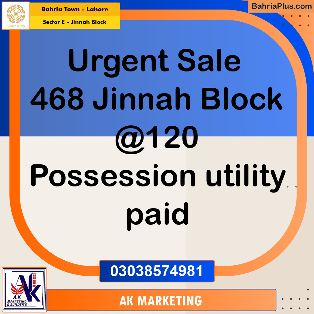 5 Marla Residential Plot for Sale in Sector E - Jinnah Block -  Bahria Town, Lahore - (BP-294964)