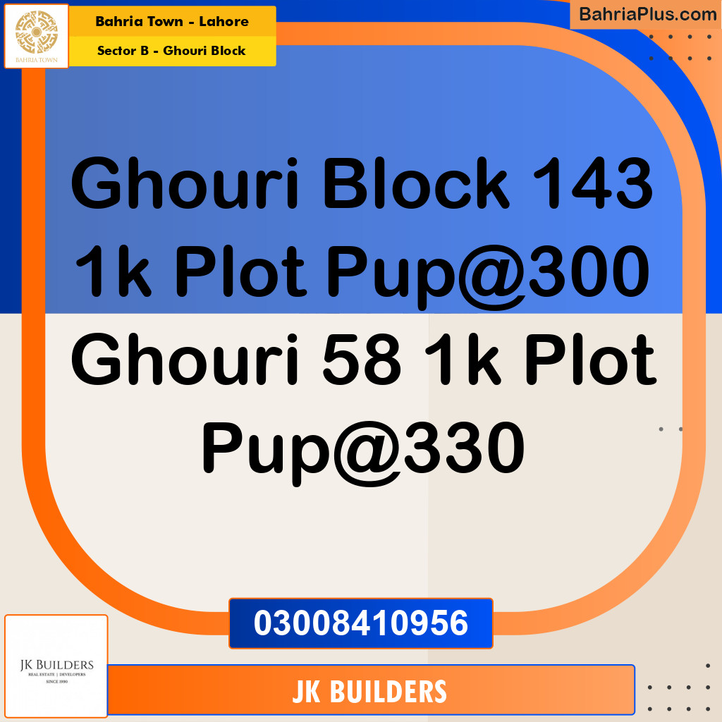 1 Kanal Residential Plot for Sale in Sector B - Ghouri Block -  Bahria Town, Lahore - (BP-295007)