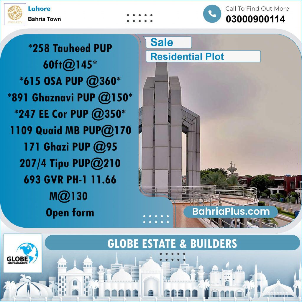 Residential Plot for Sale in Bahria Town, Lahore - (BP-295040)