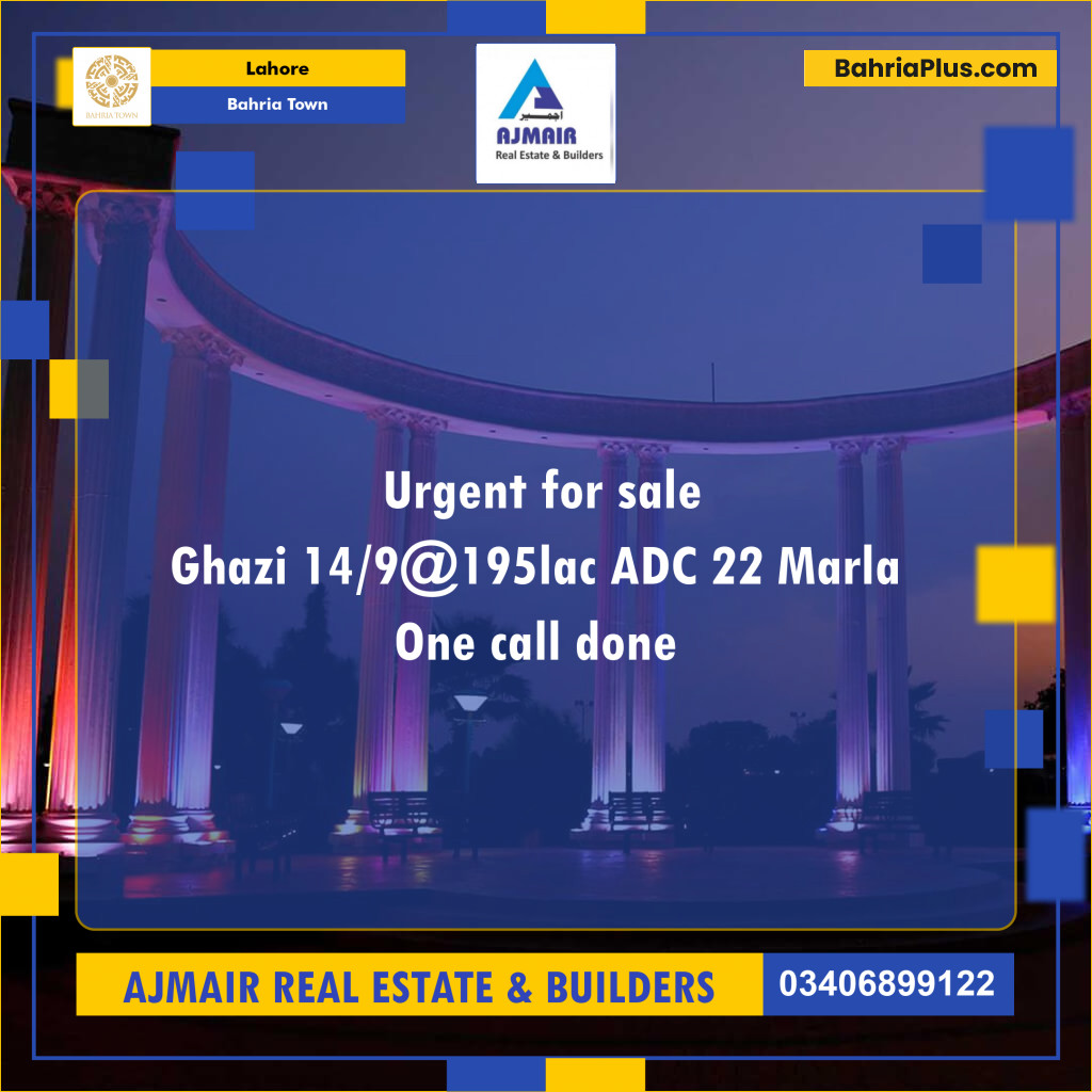 22 Marla Residential Plot for Sale in Bahria Town, Lahore - (BP-295117)