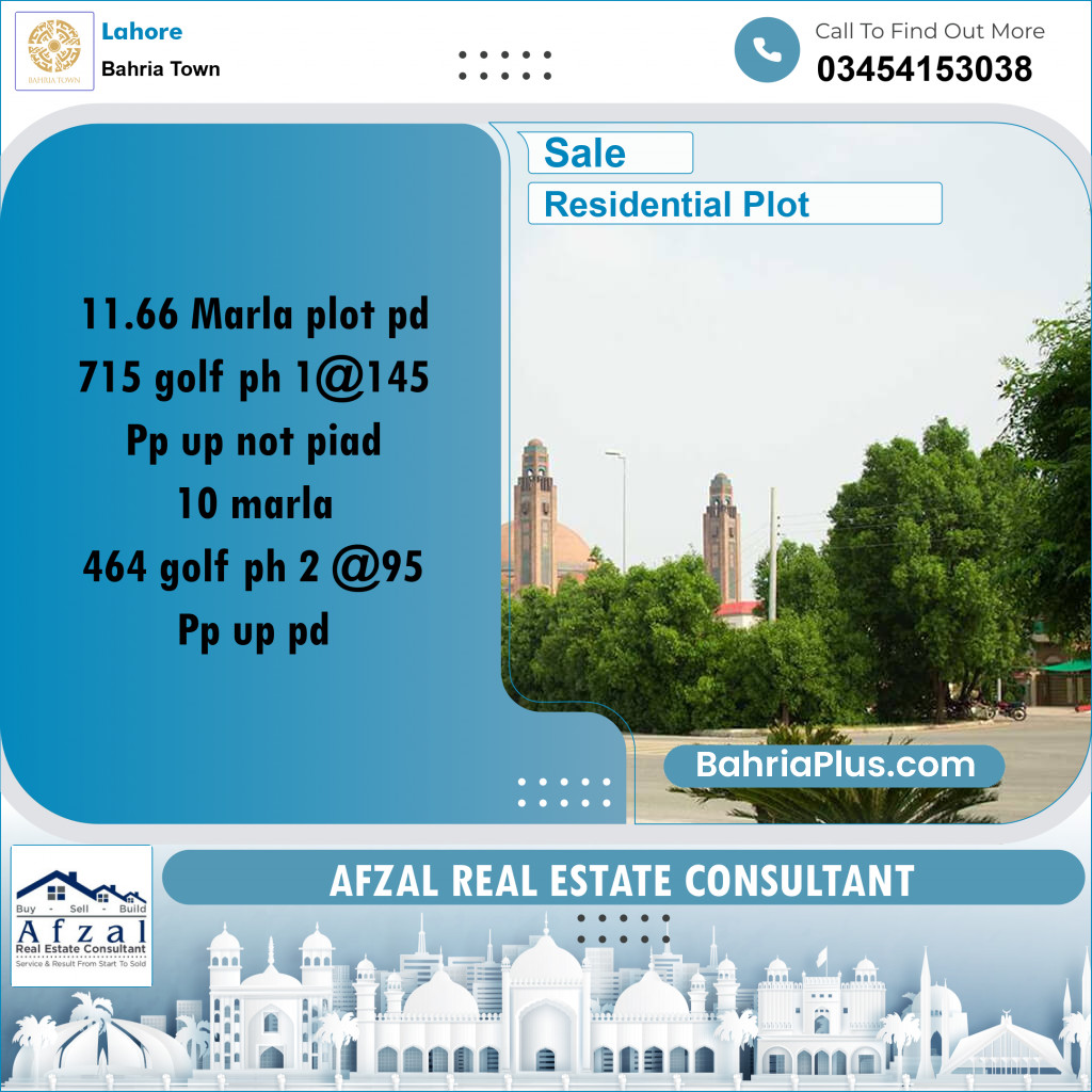 Residential Plot for Sale in Bahria Town, Lahore - (BP-295163)