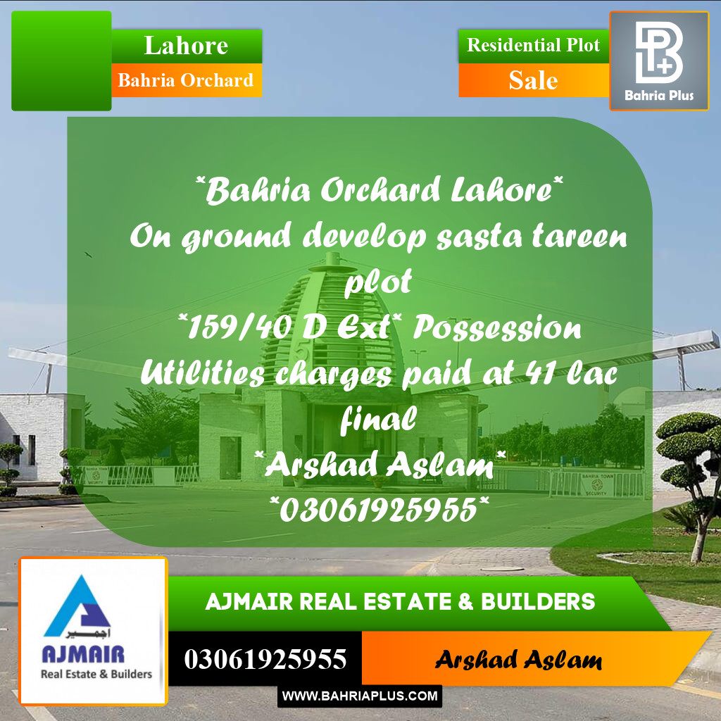 Residential Plot for Sale in Bahria Orchard, Lahore - (BP-295178)