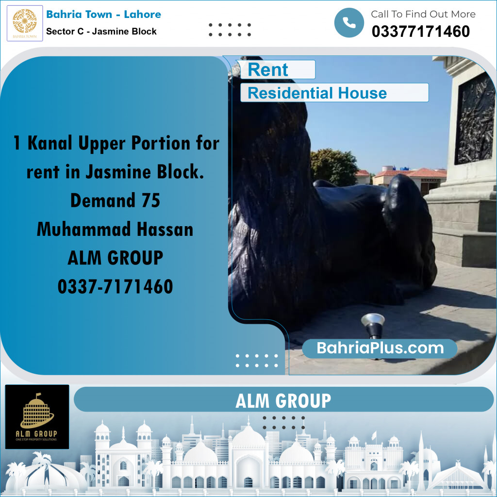 1 Kanal Residential House for Rent in Sector C - Jasmine Block -  Bahria Town, Lahore - (BP-295188)
