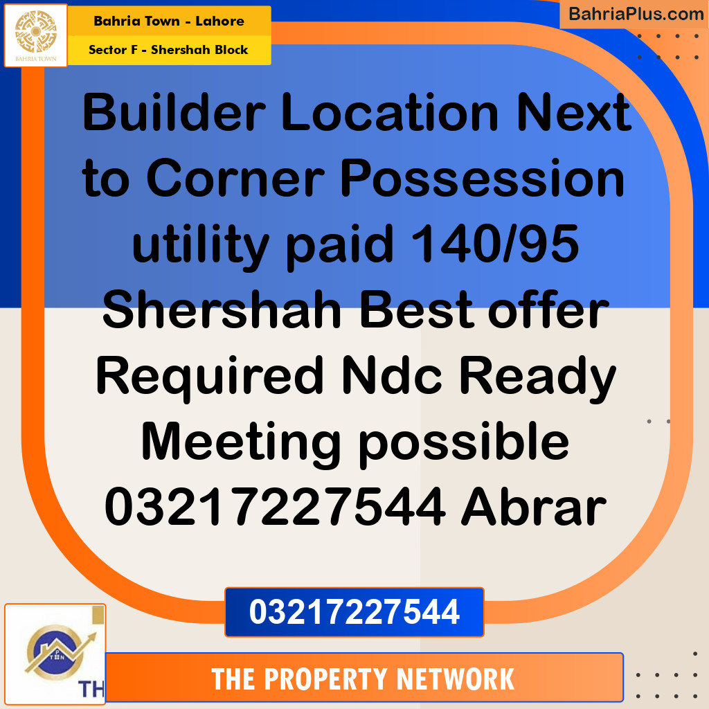 5 Marla Residential Plot for Sale in Sector F - Shershah Block -  Bahria Town, Lahore - (BP-295196)