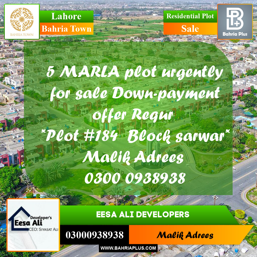 Residential Plot for Sale in Bahria Town, Lahore - (BP-295276)