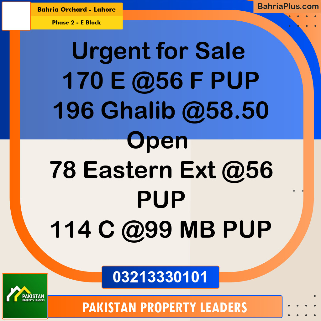 5 Marla Residential Plot for Sale in Phase 2 - E Block -  Bahria Orchard, Lahore - (BP-295293)