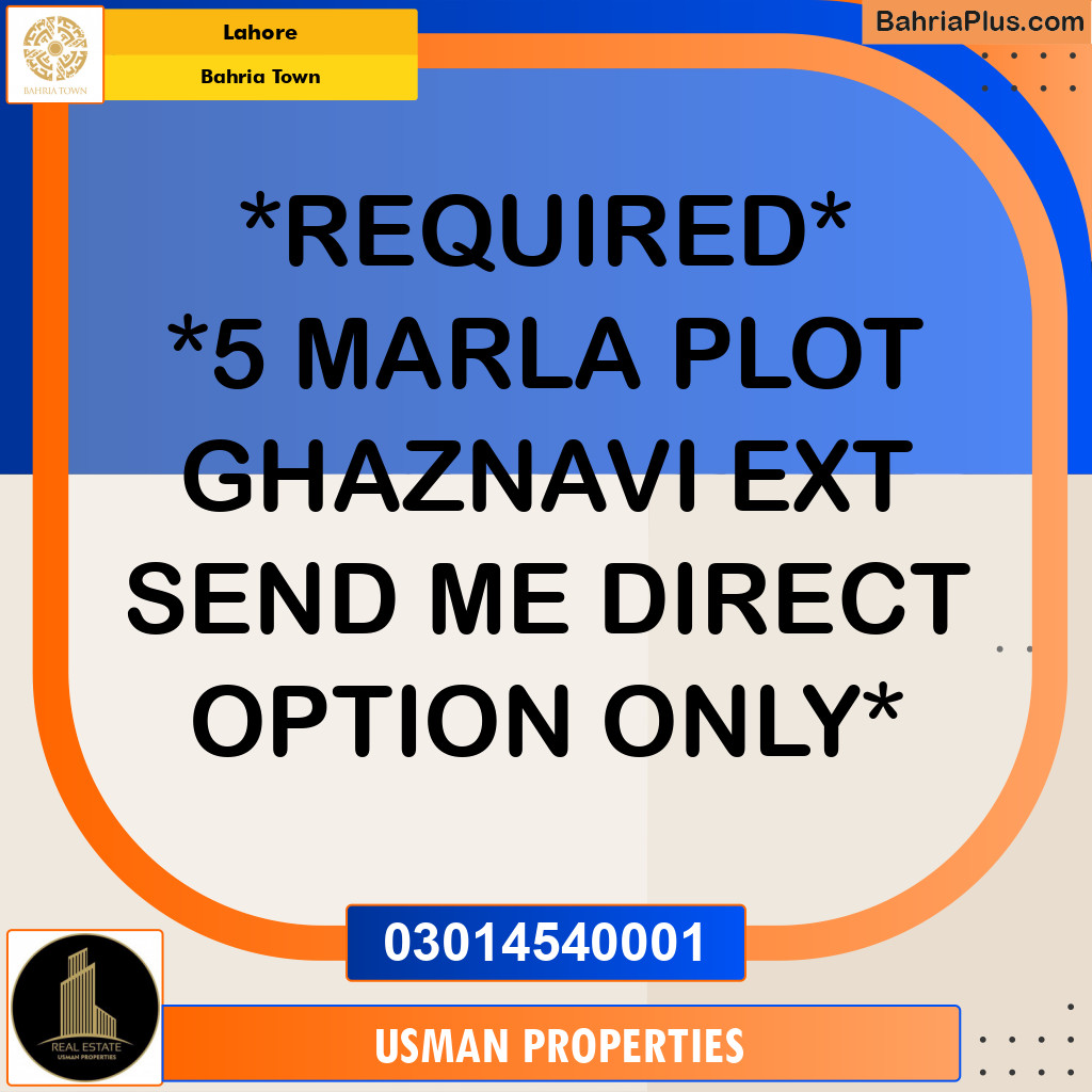 Residential Plot for Sale in Bahria Town, Lahore - (BP-295374)