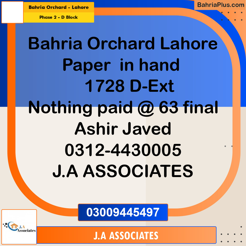 5 Marla Residential Plot for Sale in Phase 2 - D Block -  Bahria Orchard, Lahore - (BP-295393)