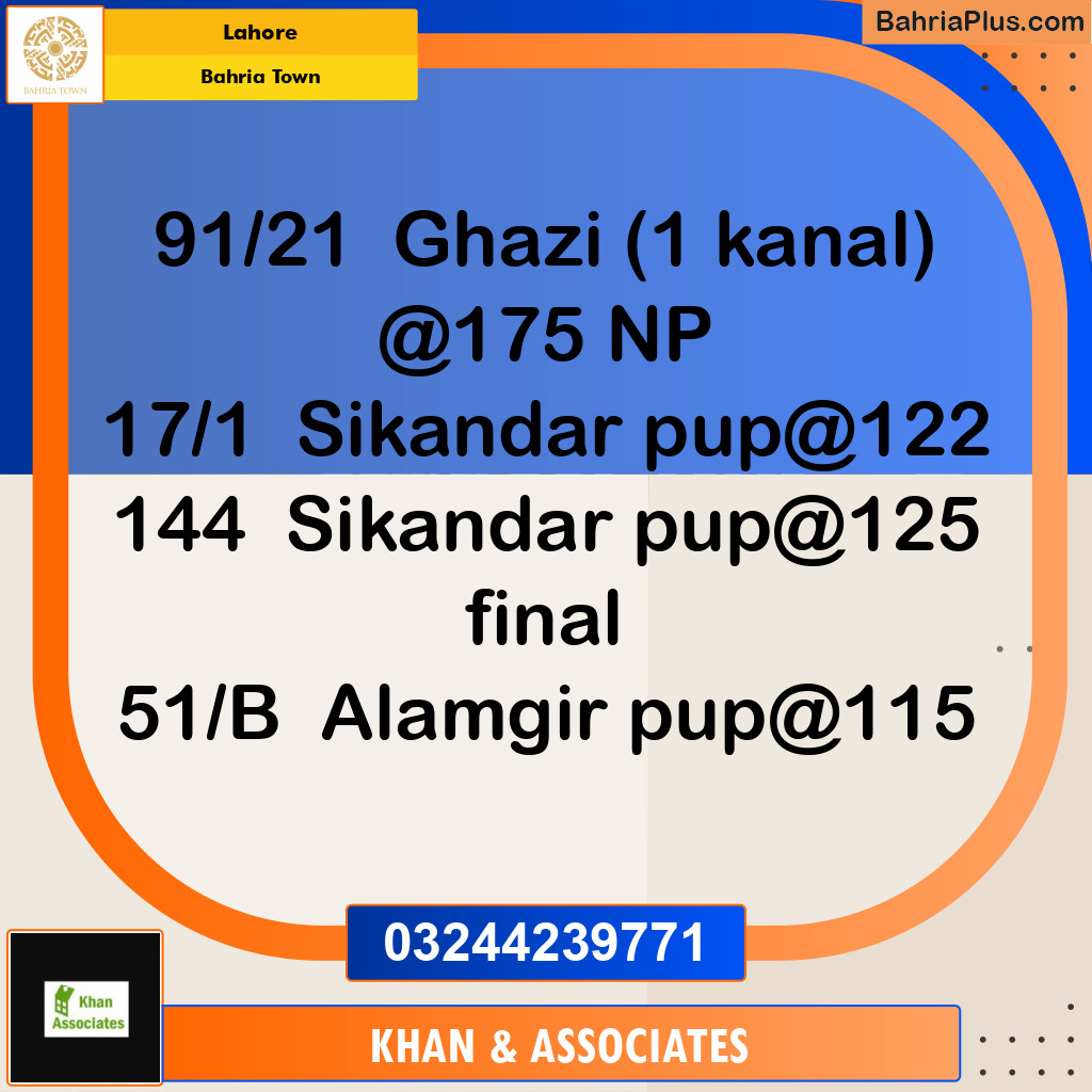 Residential Plot for Sale in Bahria Town, Lahore - (BP-295417)