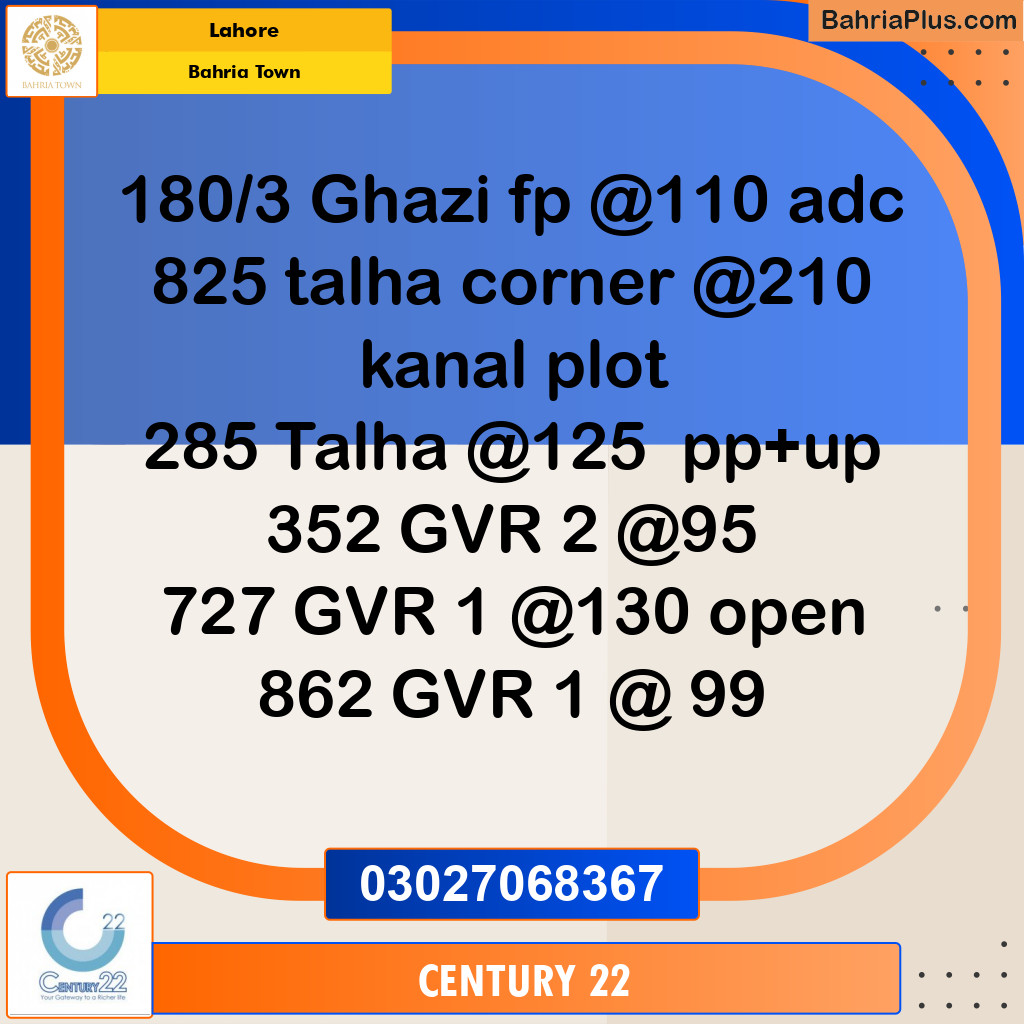 Residential Plot for Sale in Bahria Town, Lahore - (BP-295424)
