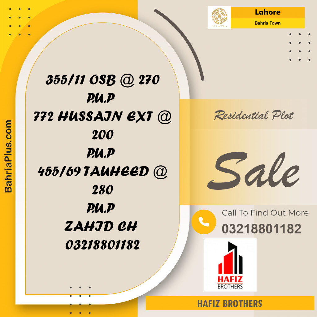 1 Kanal Residential Plot for Sale in Bahria Town, Lahore - (BP-295432)