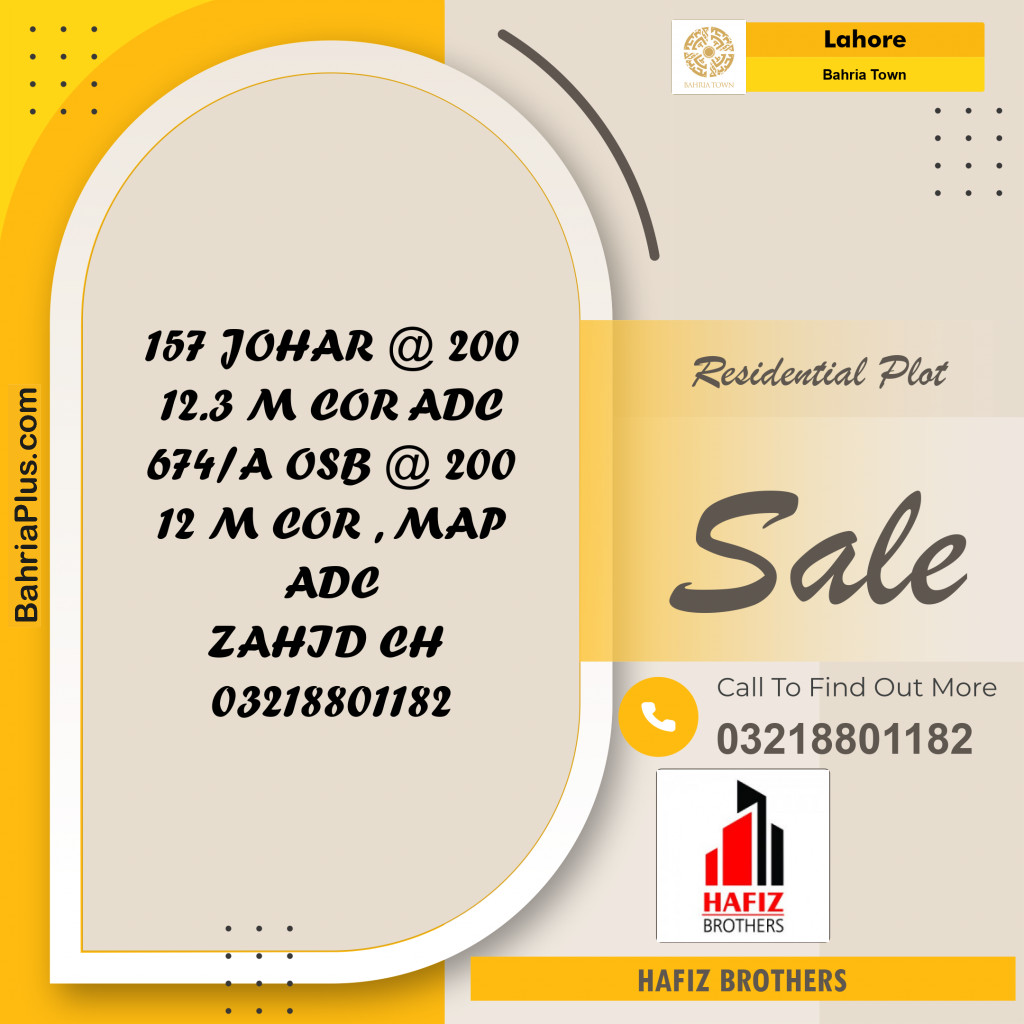 12 Marla Residential Plot for Sale in Bahria Town, Lahore - (BP-295436)