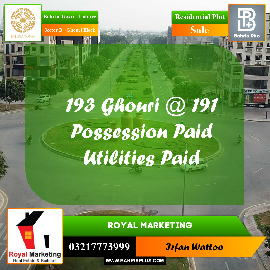 10 Marla Residential Plot for Sale in Sector B - Ghouri Block -  Bahria Town, Lahore - (BP-295454)