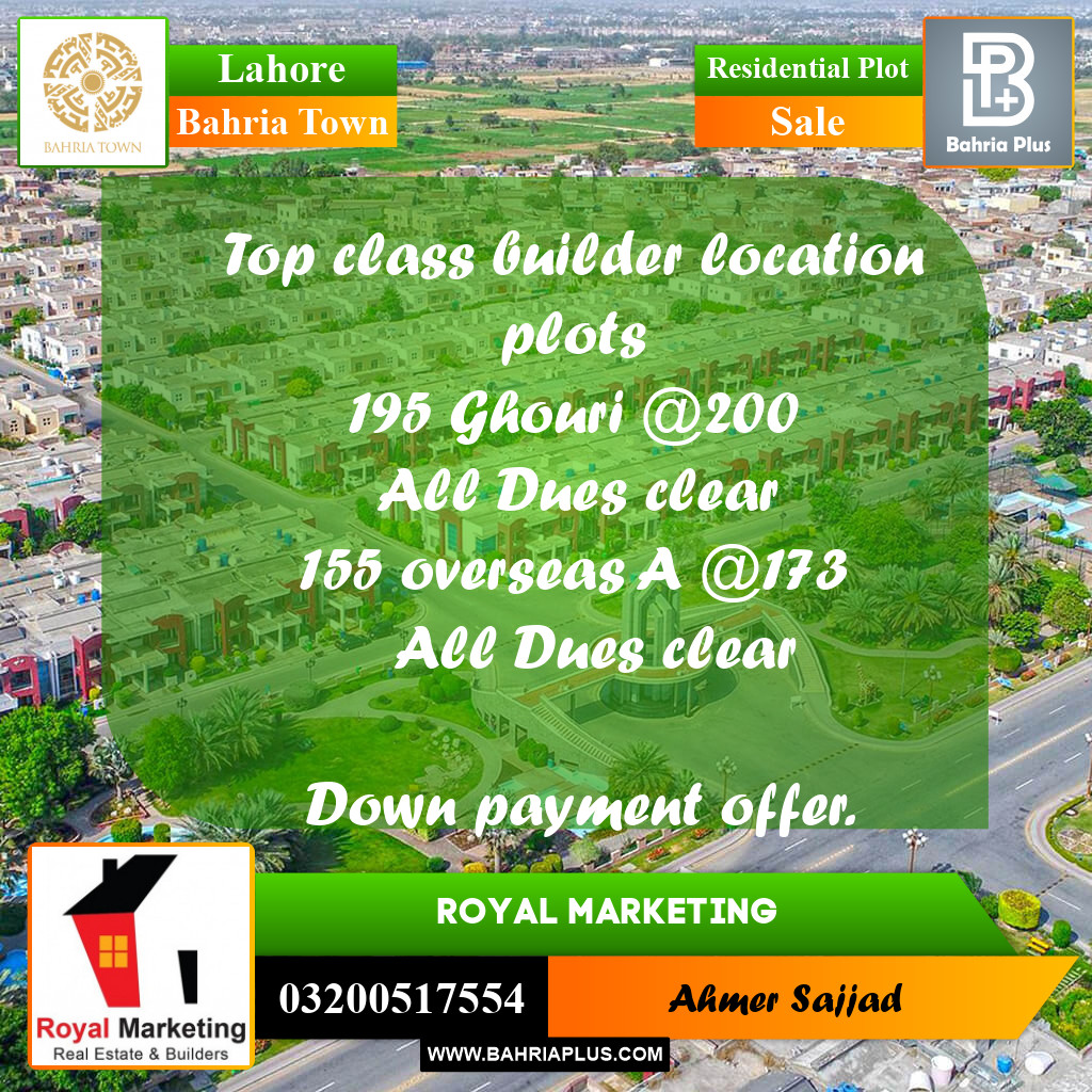 Residential Plot for Sale in Bahria Town, Lahore - (BP-295456)
