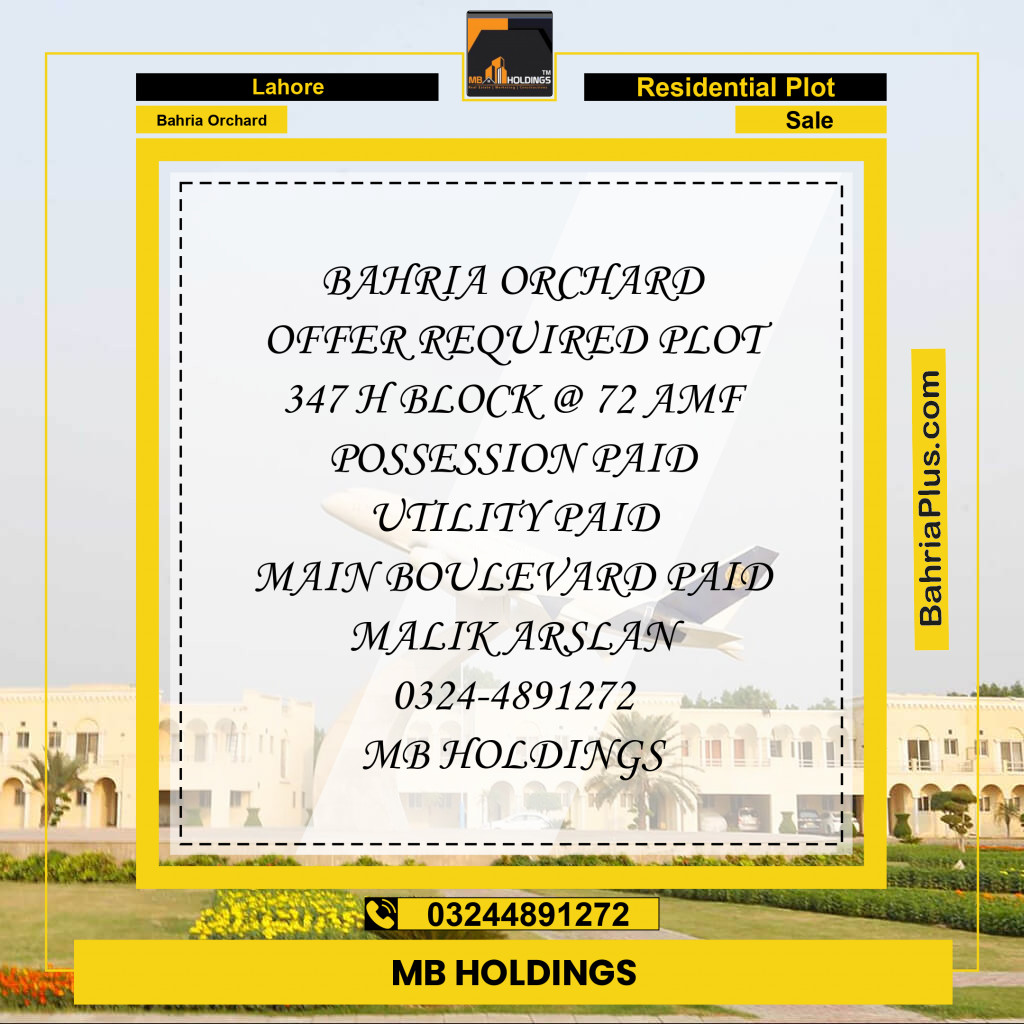Residential Plot for Sale in Bahria Orchard, Lahore - (BP-295464)