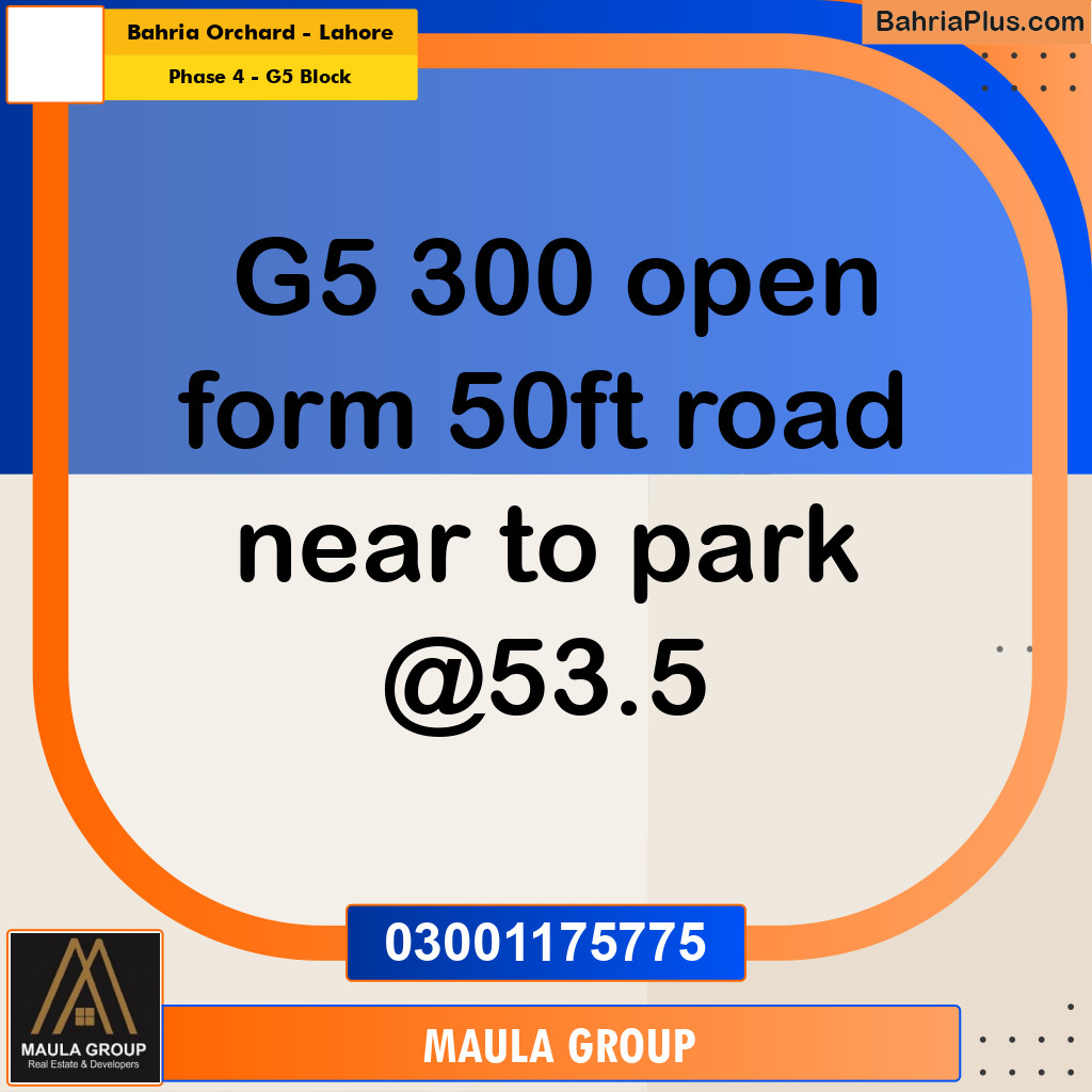 5 Marla Residential Plot for Sale in Phase 4 - G5 Block -  Bahria Orchard, Lahore - (BP-295551)