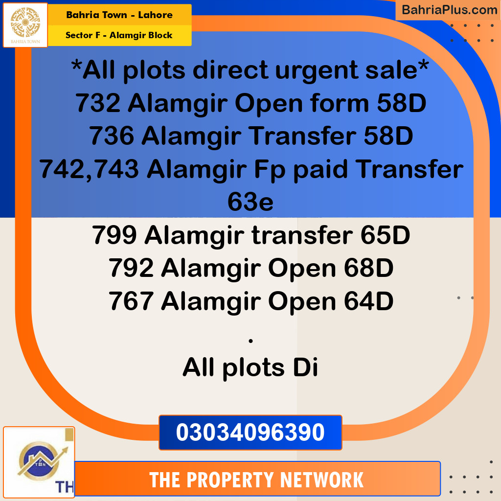 5 Marla Residential Plot for Sale in Sector F - Alamgir Block -  Bahria Town, Lahore - (BP-295598)