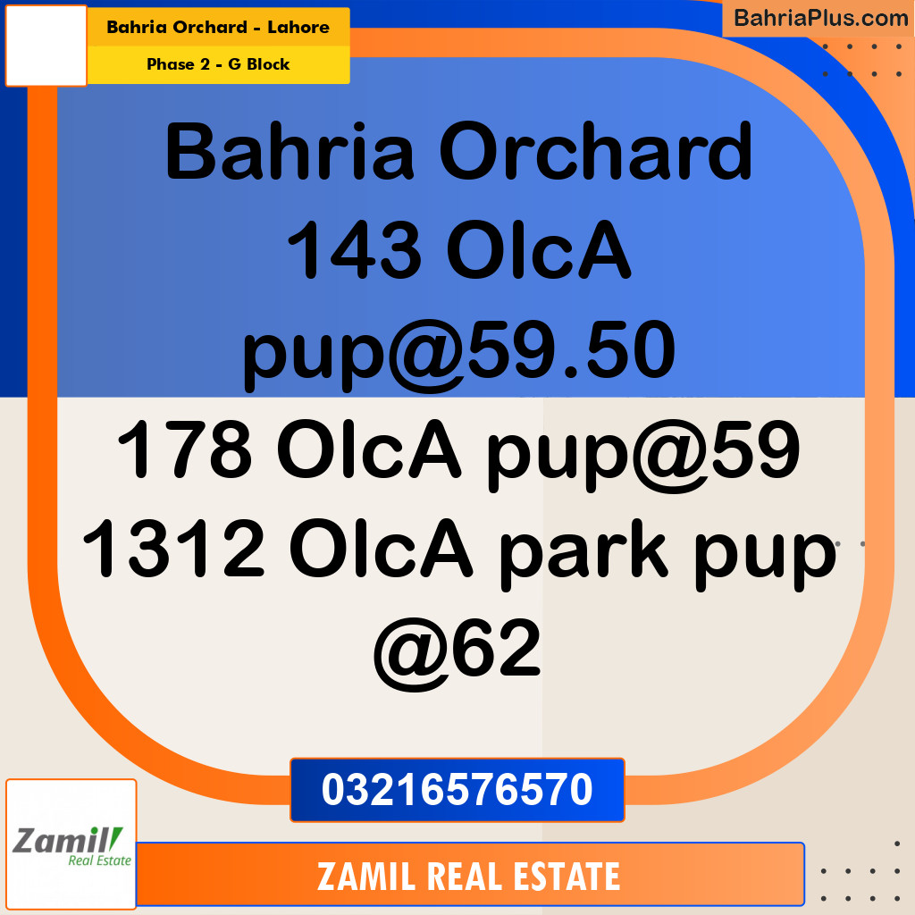5 Marla Residential Plot for Sale in Phase 2 - G Block -  Bahria Orchard, Lahore - (BP-295618)