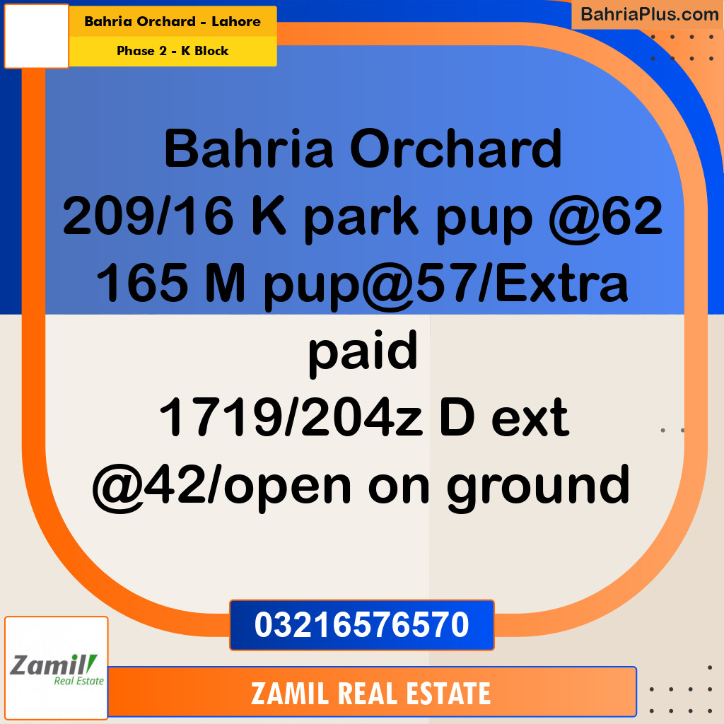 5 Marla Residential Plot for Sale in Phase 2 - K Block -  Bahria Orchard, Lahore - (BP-295620)