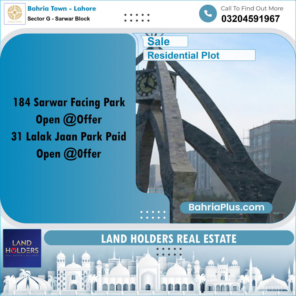 5 Marla Residential Plot for Sale in Sector G - Sarwar Block -  Bahria Town, Lahore - (BP-295647)