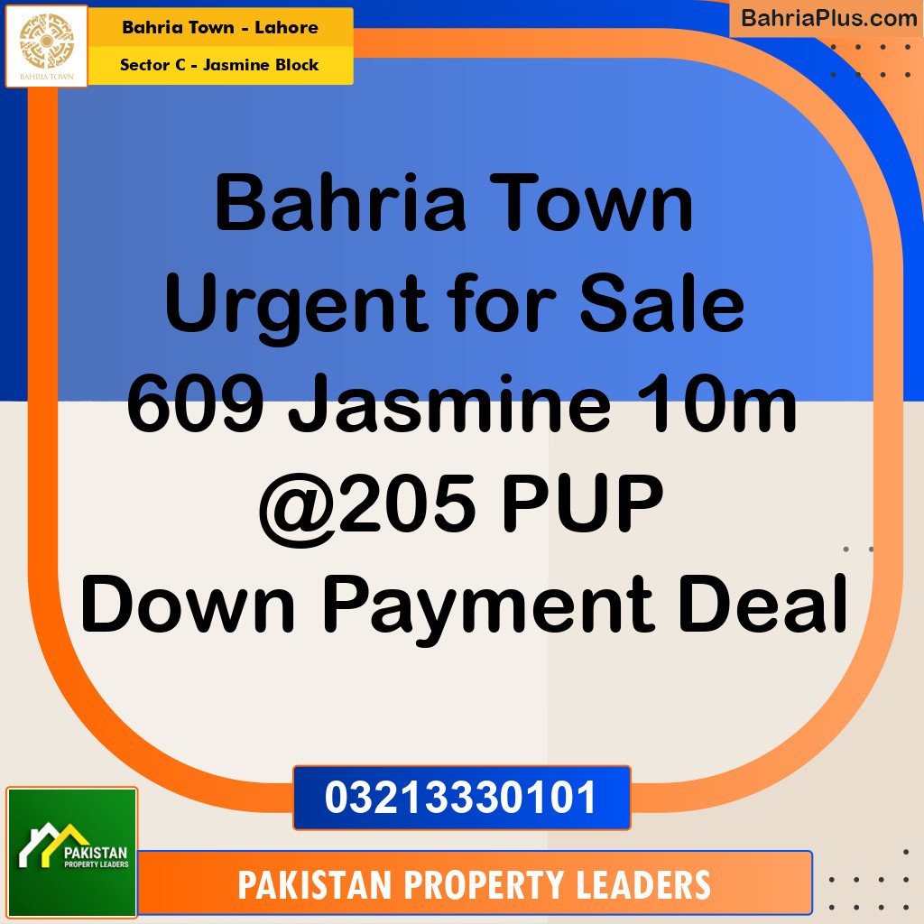 10 Marla Residential Plot for Sale in Sector C - Jasmine Block -  Bahria Town, Lahore - (BP-295673)