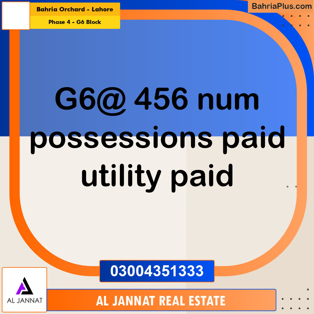 10 Marla Residential Plot for Sale in Phase 4 - G6 Block -  Bahria Orchard, Lahore - (BP-295676)