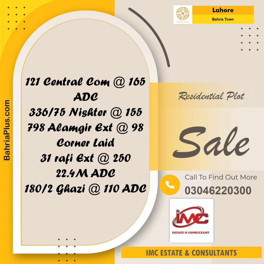 Residential Plot for Sale in Bahria Town, Lahore - (BP-295694)