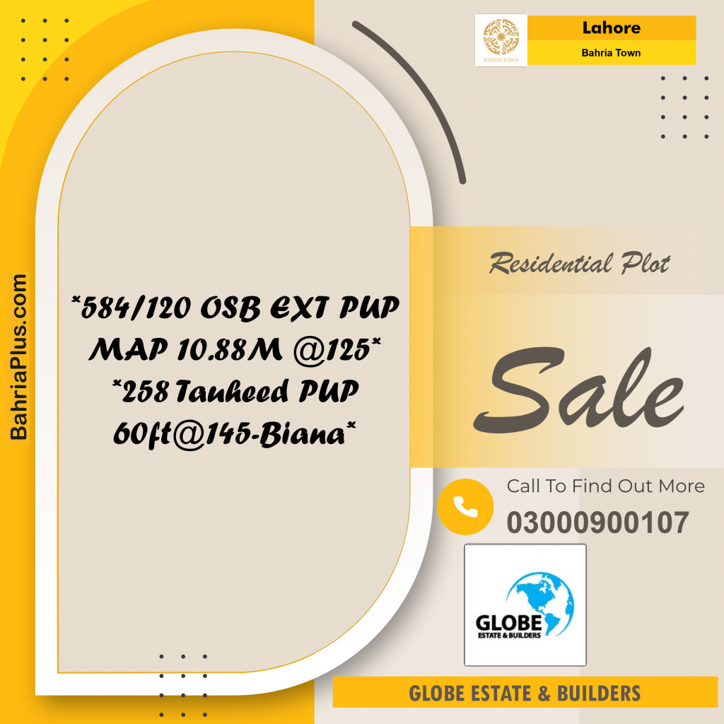 Residential Plot for Sale in Bahria Town, Lahore - (BP-295695)