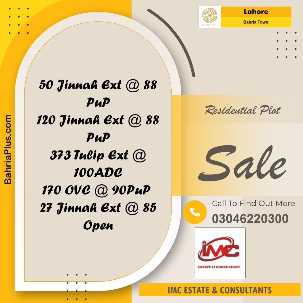 Residential Plot for Sale in Bahria Town, Lahore - (BP-295697)