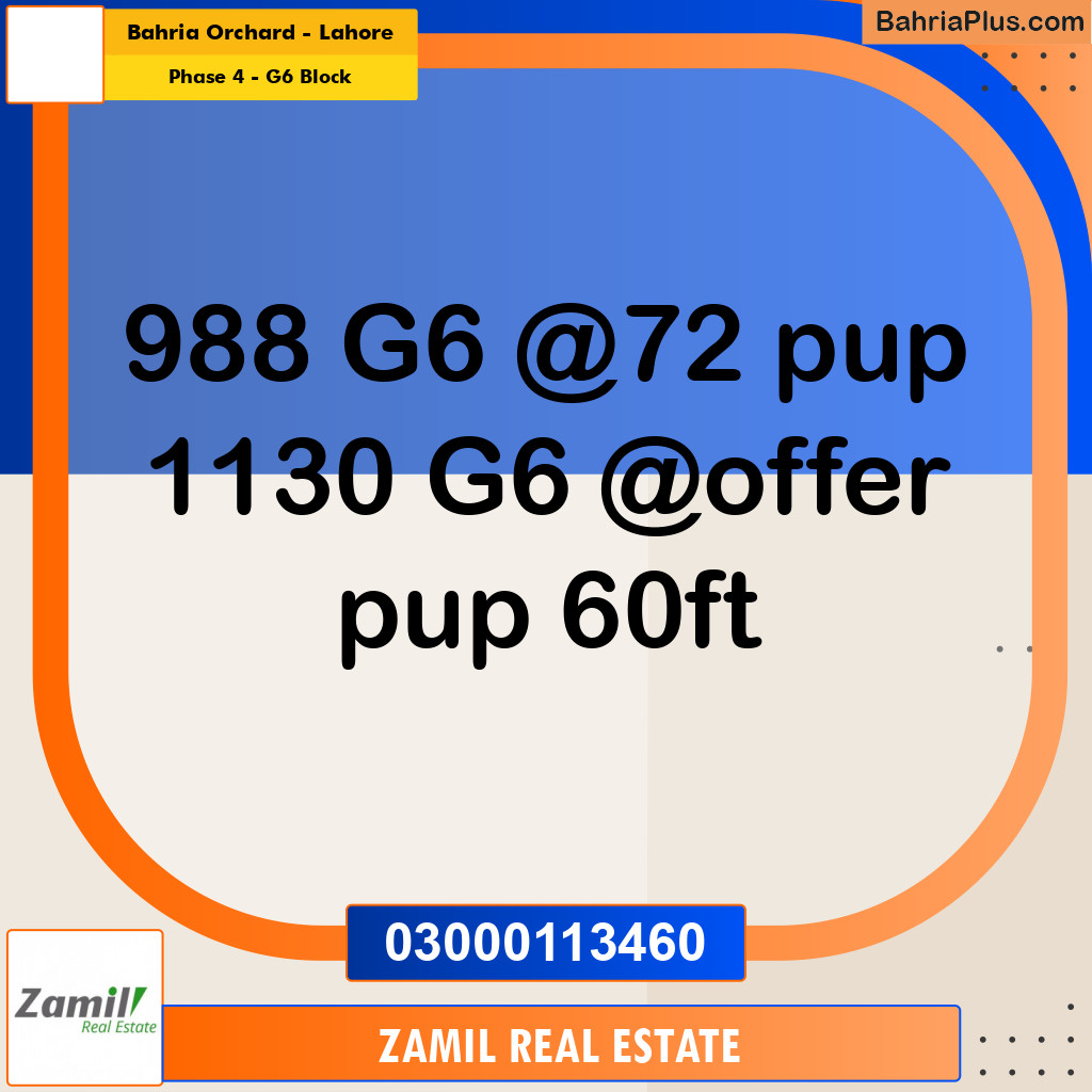 10 Marla Residential Plot for Sale in Phase 4 - G6 Block -  Bahria Orchard, Lahore - (BP-295702)