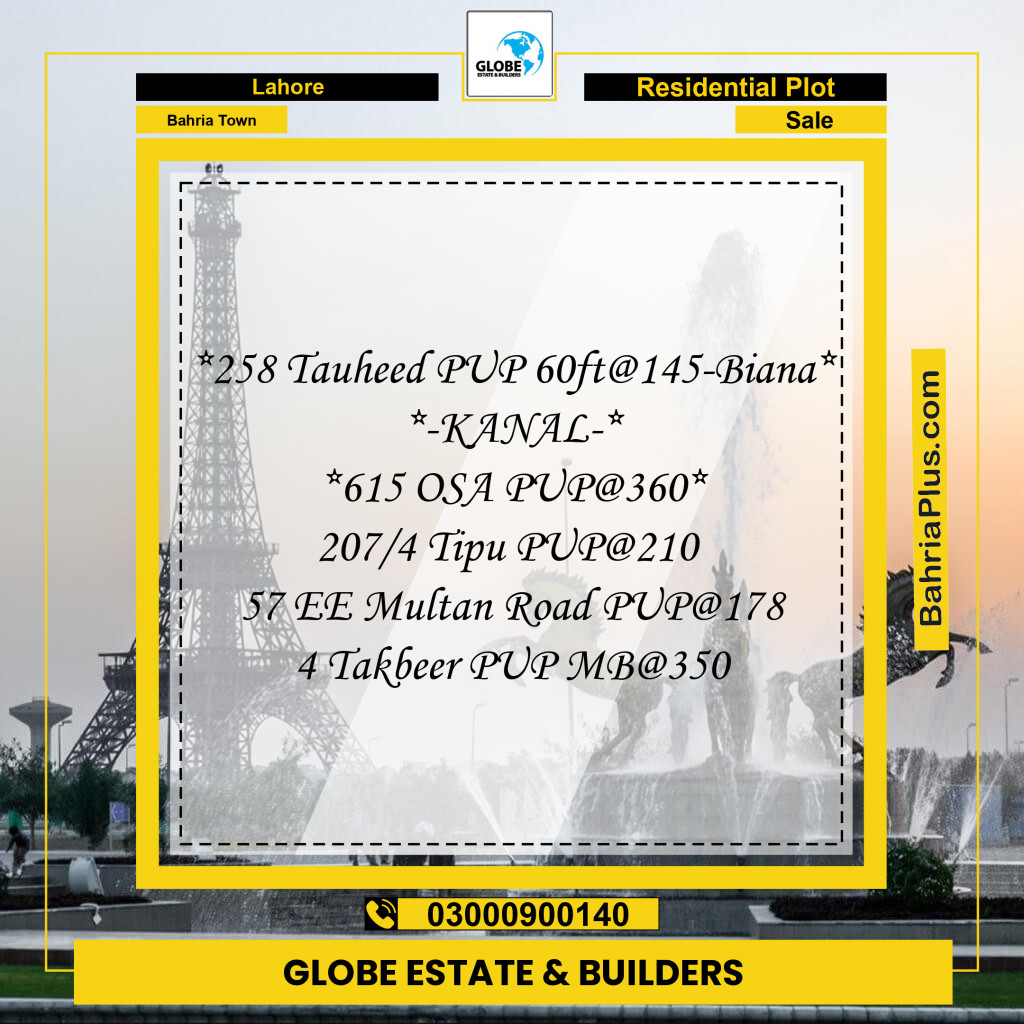 Residential Plot for Sale in Bahria Town, Lahore - (BP-295706)