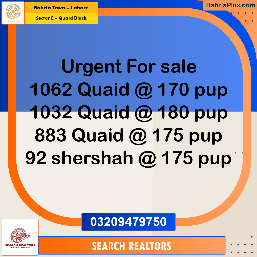 10 Marla Residential Plot for Sale in Sector E - Quaid Block -  Bahria Town, Lahore - (BP-295741)