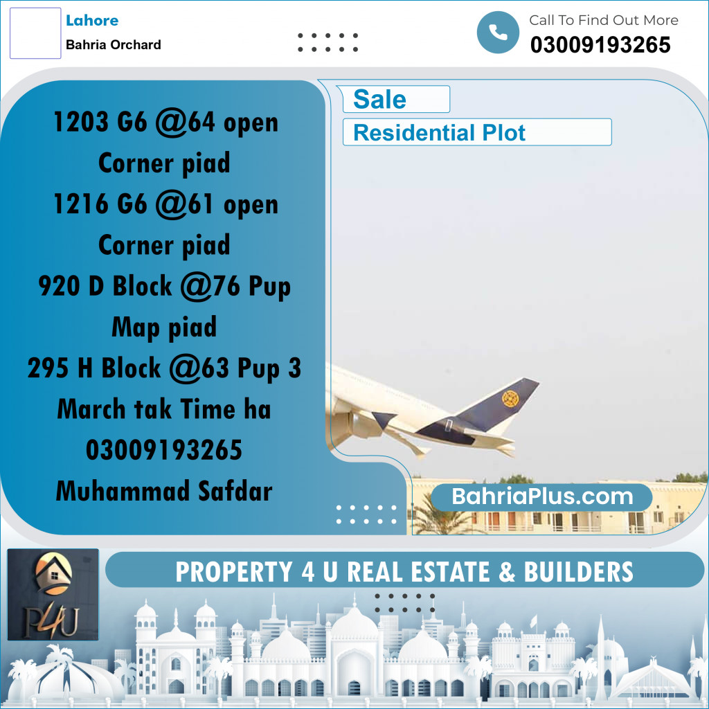 10 Marla Residential Plot for Sale in Bahria Orchard, Lahore - (BP-295762)