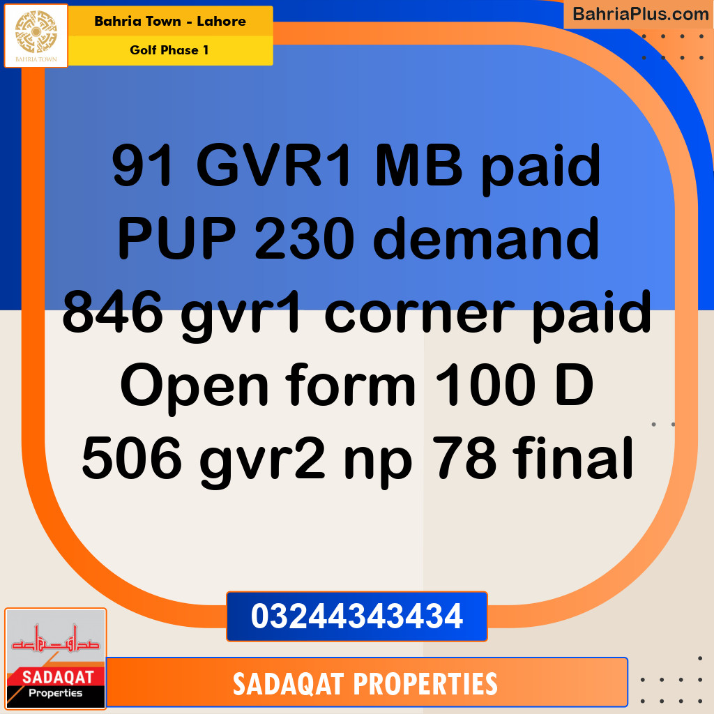 1 Kanal Residential Plot for Sale in Golf Phase 1 -  Bahria Town, Lahore - (BP-295803)