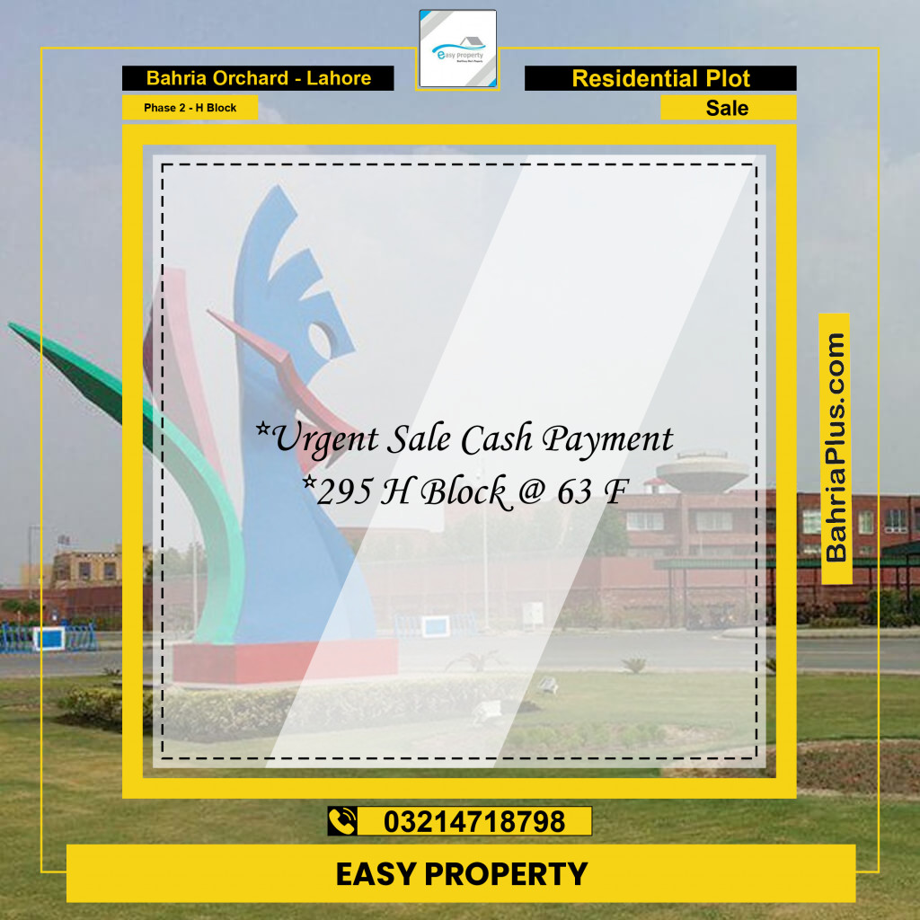 8 Marla Residential Plot for Sale in Phase 2 - H Block -  Bahria Orchard, Lahore - (BP-295829)