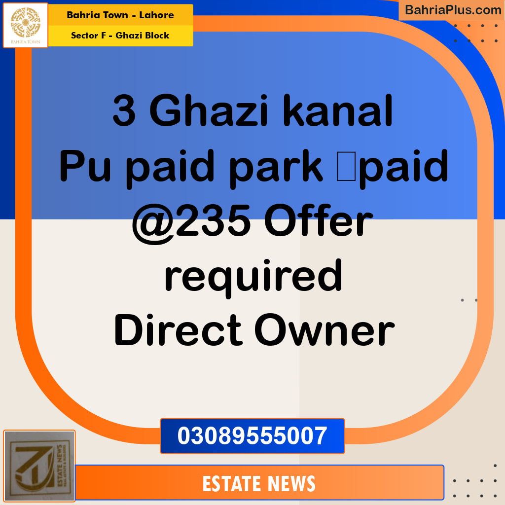 Residential Plot for Sale in Sector F - Ghazi Block -  Bahria Town, Lahore - (BP-295847)