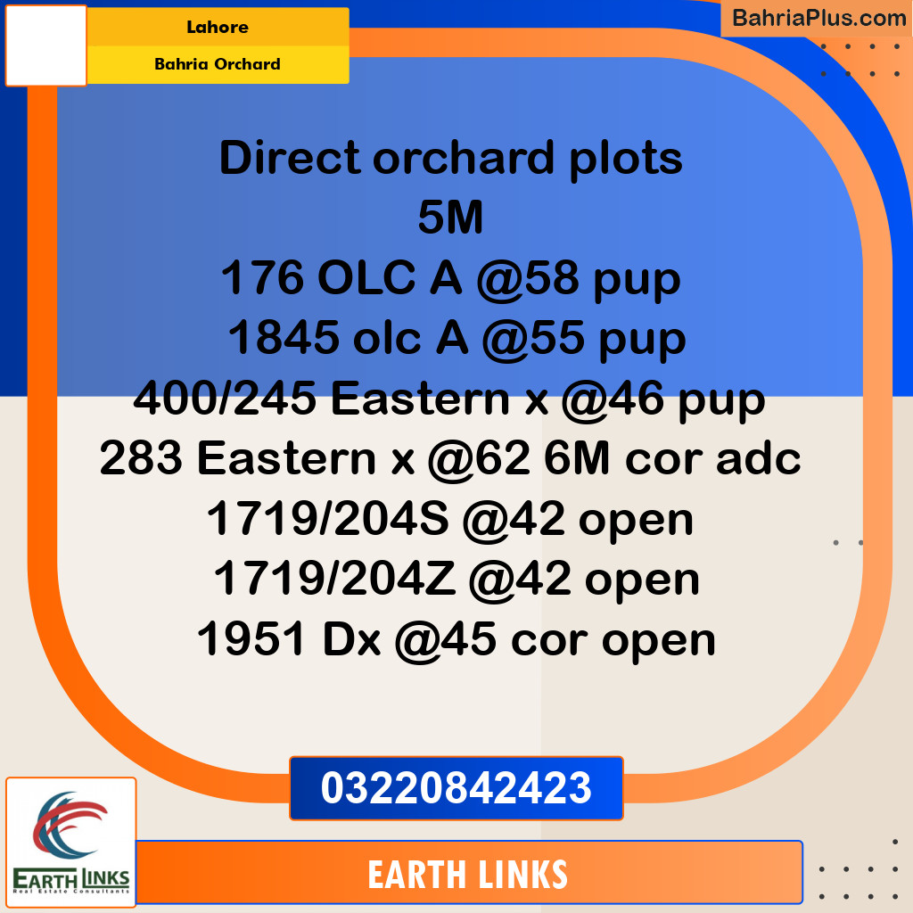 Residential Plot for Sale in Bahria Orchard, Lahore - (BP-295862)