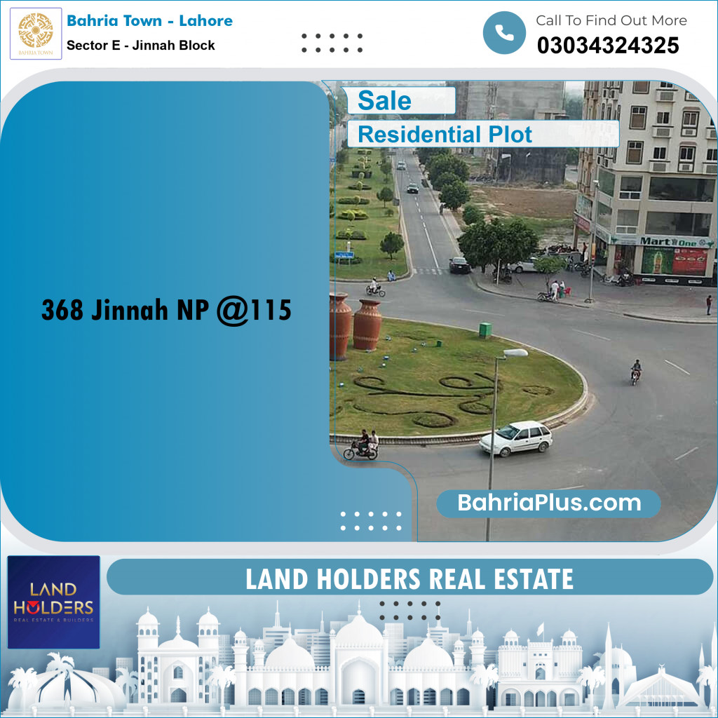 5 Marla Residential Plot for Sale in Sector E - Jinnah Block -  Bahria Town, Lahore - (BP-295871)