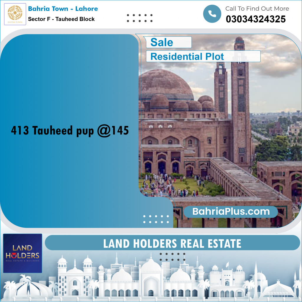 10 Marla Residential Plot for Sale in Sector F - Tauheed Block -  Bahria Town, Lahore - (BP-295872)