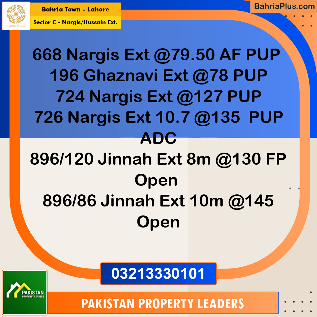 10 Marla Residential Plot for Sale in Sector C - Nargis/Hussain Ext. -  Bahria Town, Lahore - (BP-295902)