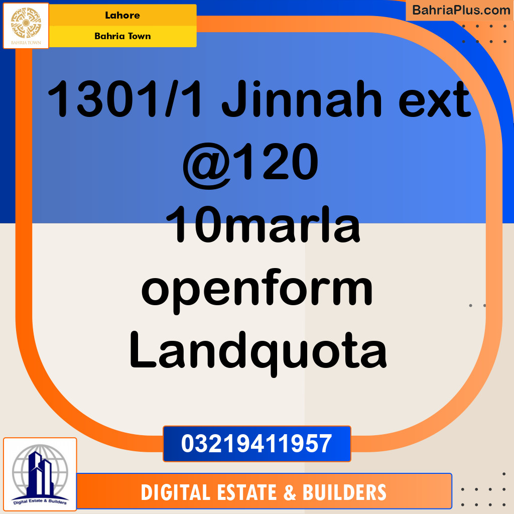 Residential Plot for Sale in Bahria Town, Lahore - (BP-295914)