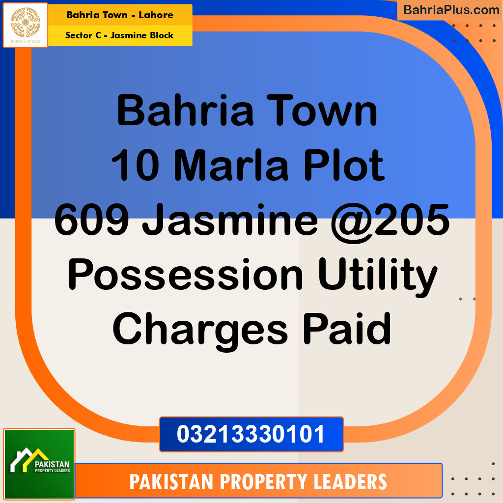 10 Marla Residential Plot for Sale in Sector C - Jasmine Block -  Bahria Town, Lahore - (BP-295972)
