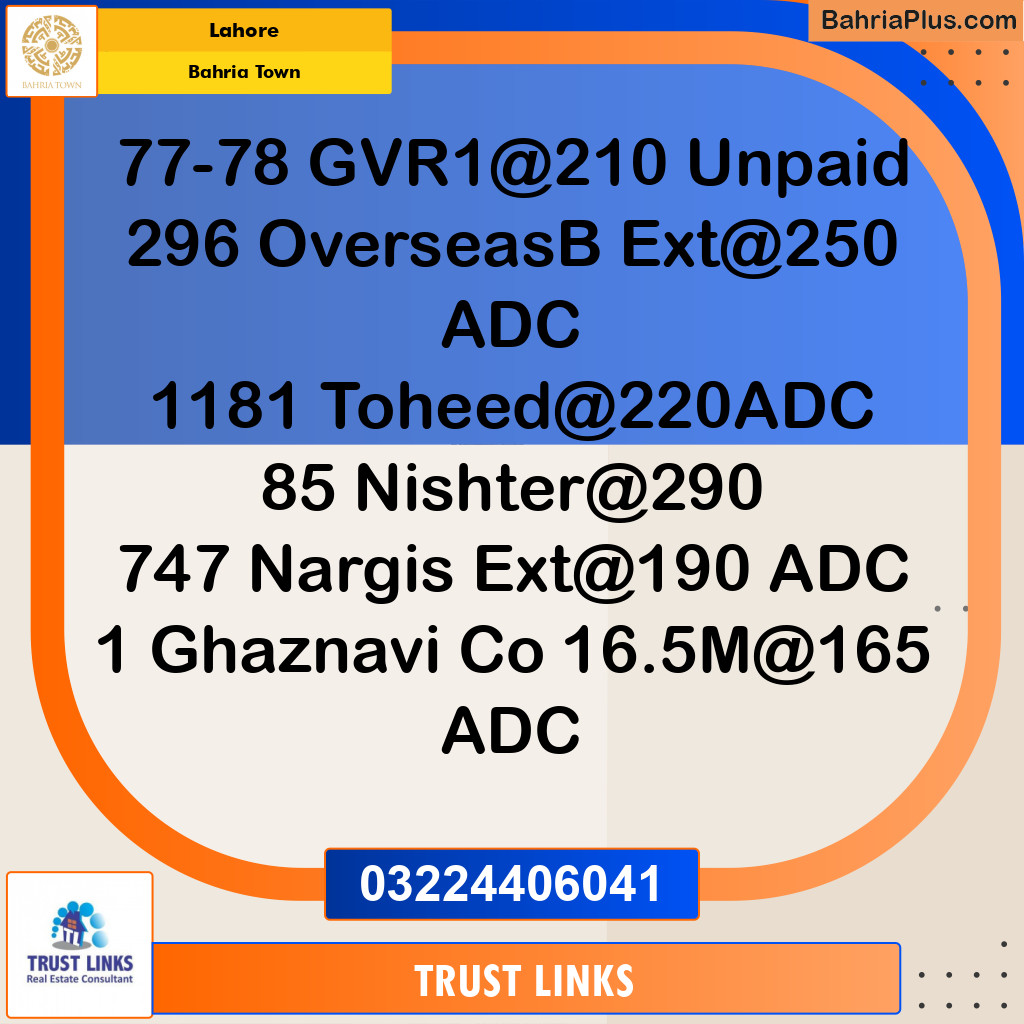 1 Kanal Residential Plot for Sale in Bahria Town, Lahore - (BP-296024)