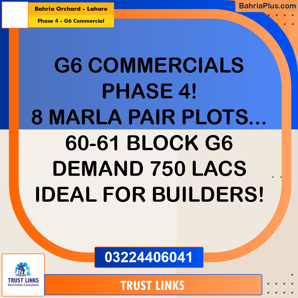 16 Marla Commercial Plot for Sale in Phase 4 - G6 Commercial -  Bahria Orchard, Lahore - (BP-296027)