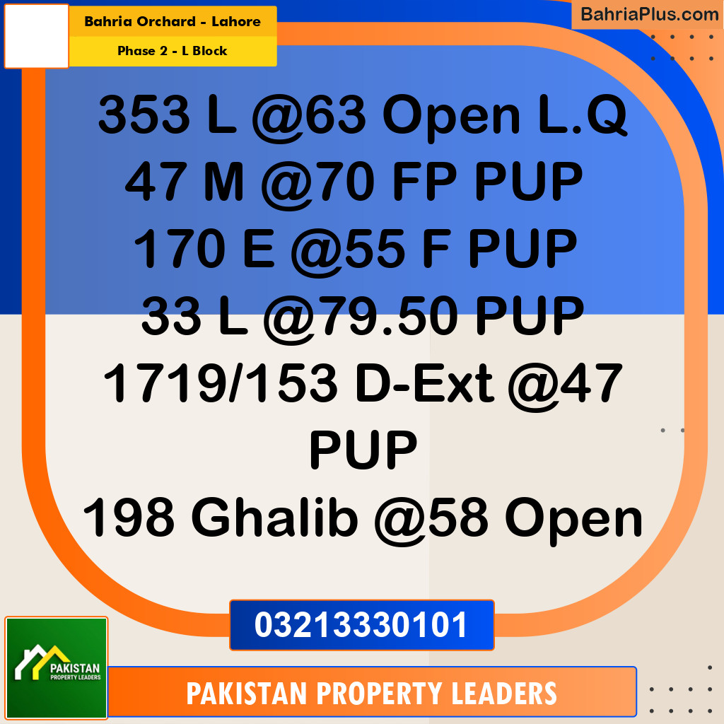 5 Marla Residential Plot for Sale in Phase 2 - L Block -  Bahria Orchard, Lahore - (BP-296082)