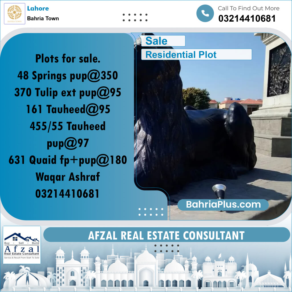 Residential Plot for Sale in Bahria Town, Lahore - (BP-296084)
