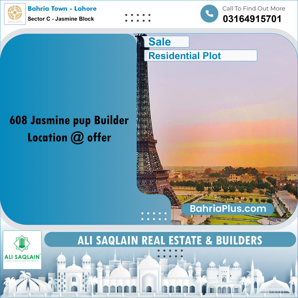 10 Marla Residential Plot for Sale in Sector C - Jasmine Block -  Bahria Town, Lahore - (BP-296101)