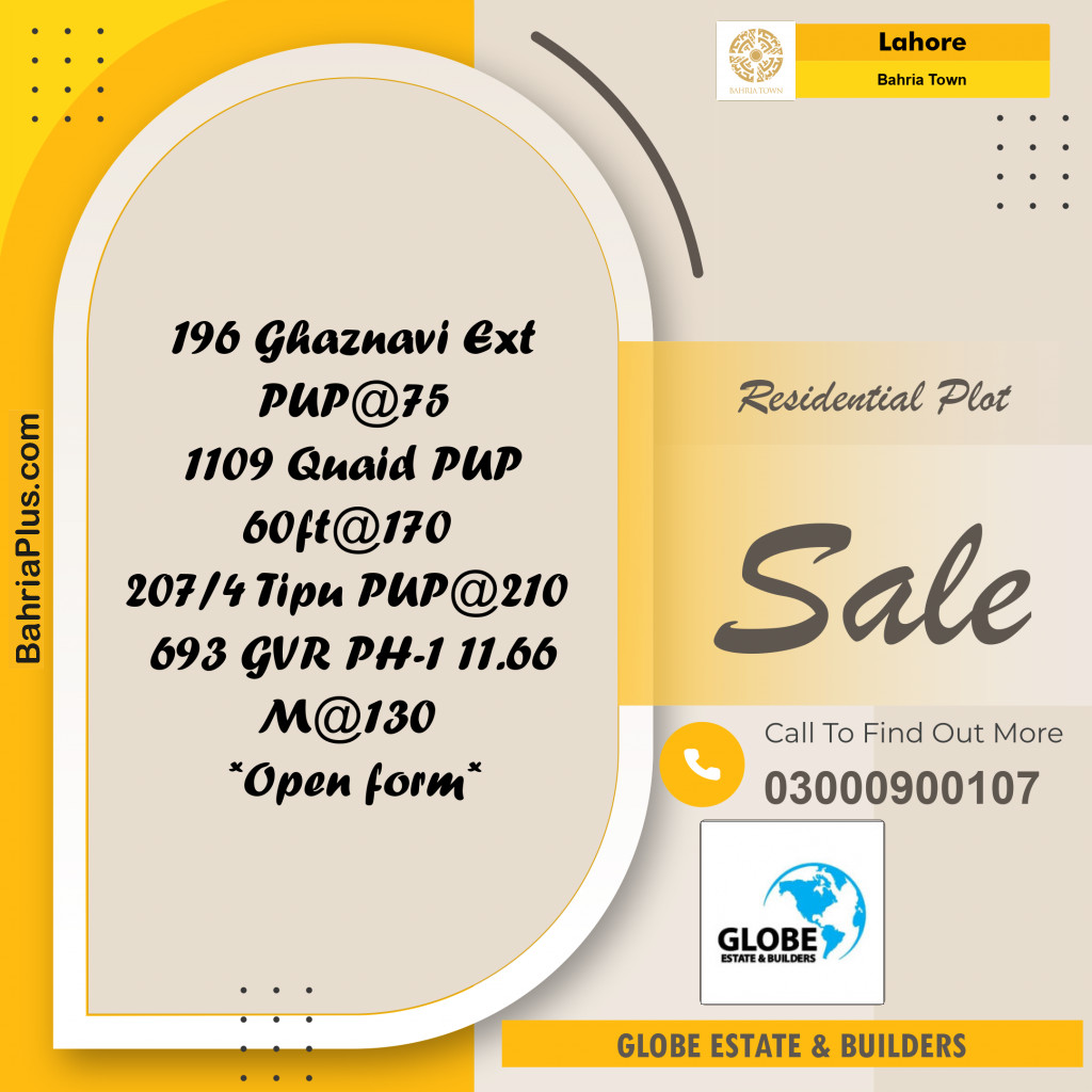 Residential Plot for Sale in Bahria Town, Lahore - (BP-296221)